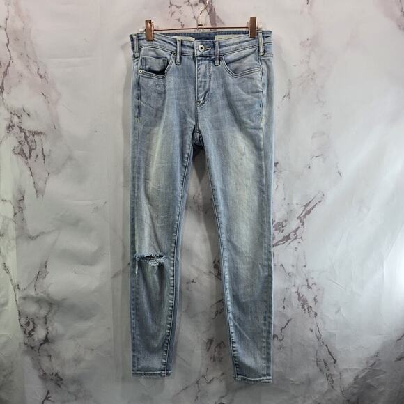 Anthropologie Jeans Womens 26 Skinny High Rise Light Wash Pilcro Distressed - Picture 6 of 12